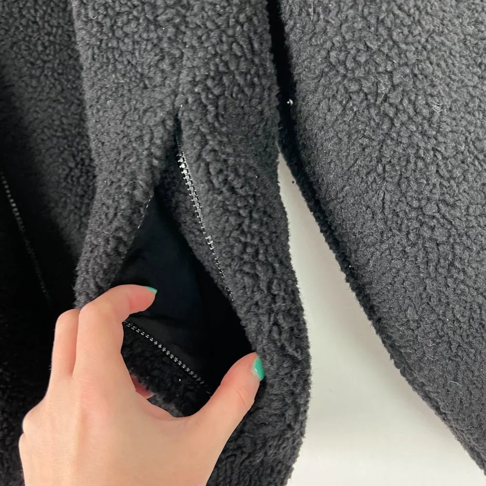 Theory Glacial Fleece Jacket Full Zip Black Size Medium M - Picture 7 of 16